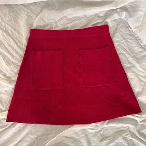 En Saison Red Ribbed Knit Mini Skirt // size Medium